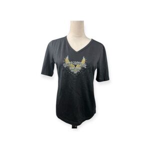 Harley-Davidson Golden Wings Studded Milwaukee, WI V-neck T-shirt size large